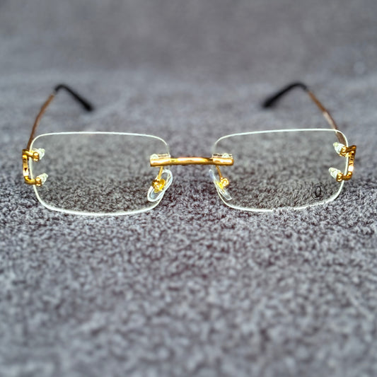Clear Rimless Shades - Gold Detail